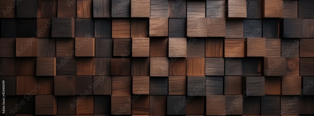 Dark Brown Wooden Wall Texture with Natural Wood Cube, Blocks, Contemporary Setting Natural Grain and Warm Tones Dark Brown Wooden Wall Texture with Natural Wood Cube, Blocks, Contemporary Setting Natural Grain and Warm Tones