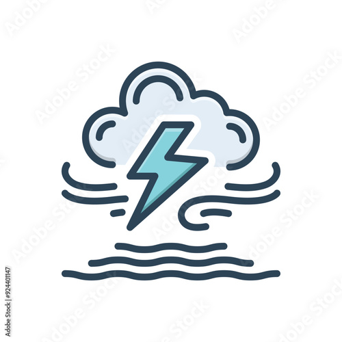 Color illustration icon for thunderstorm