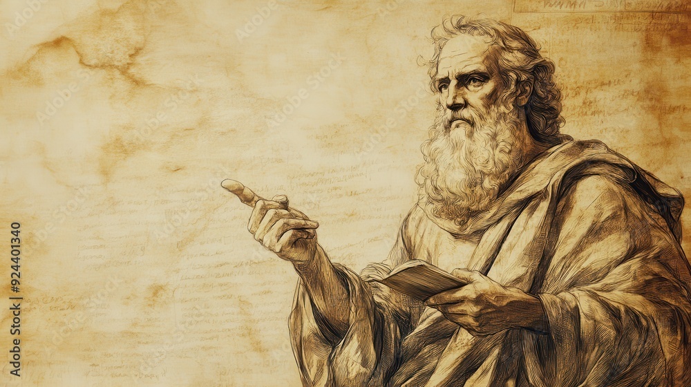 Fototapeta premium Deuteronomy's Servant Law: Ensuring fair treatment and protection of servant rights. Biblical illustration with beige background for Bible wall art.