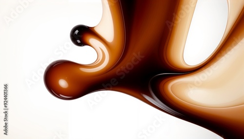 Abstract shapes of brown and amber liquid flowing