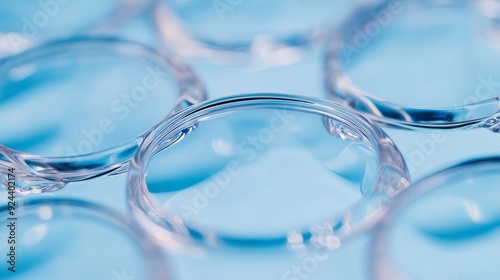Round eyeglass lenses filling the entire light blue background