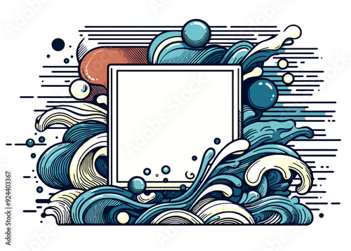 Vector design illustration featuring dynamic waves and floating bubbles or circles. Ideal for backgrounds or creative projects with a fluid, modern aesthetic. 