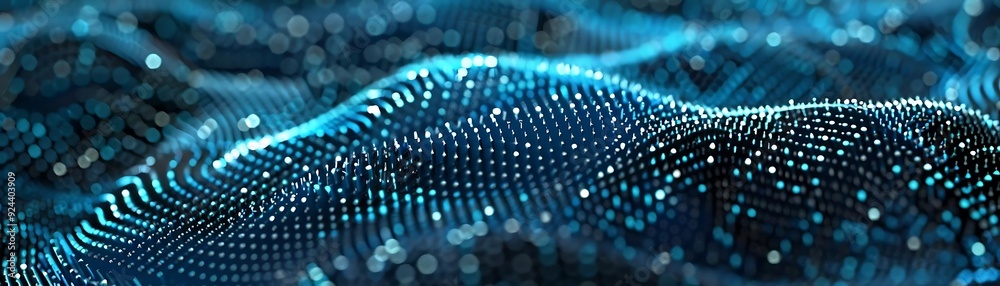 Abstract 3D Blue and Black Wavy Background with Dots Abstract 3D Blue and Black Wavy Background with Dots