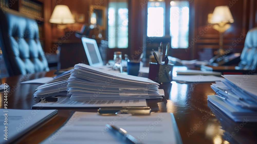 A Legal Team Preparing for a Major Case in a Sophisticated Office A Legal Team Preparing for a Major Case in a Sophisticated Office