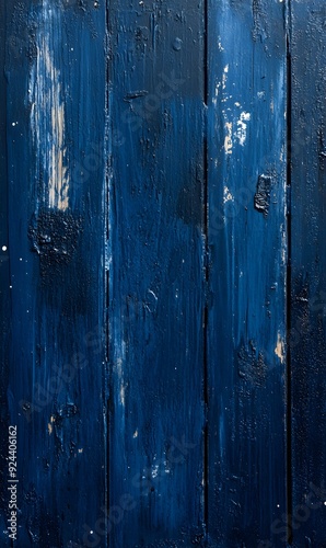 Weathered Blue Wooden Planks with Peeling Paint photo