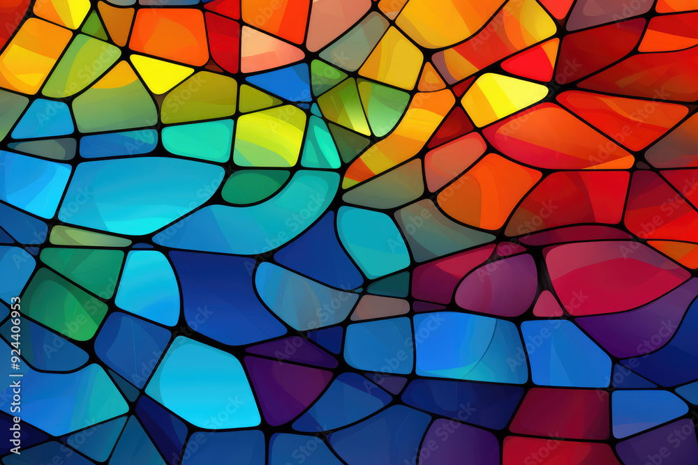 Fototapeta premium generated illustration of abstract colorful geometric pattern with stained glass effect.