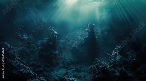 Wallpaper Mural Sunlight Beams Through a Deep Ocean Coral Reef Torontodigital.ca