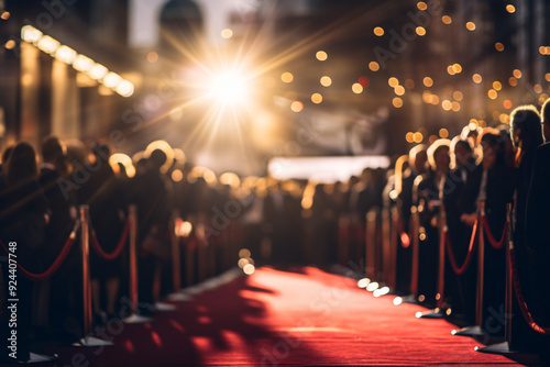 Defocused red carpet event scene with many people