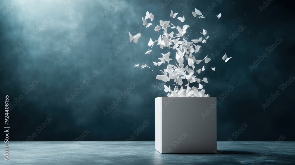 Box dissolving into shimmering light, contents transforming into ...