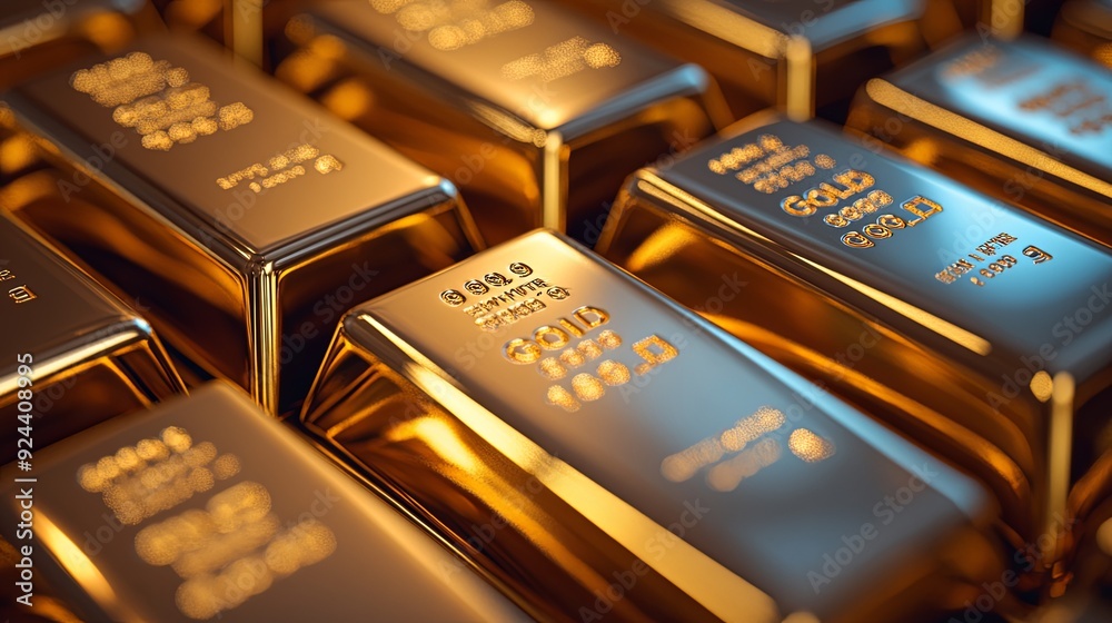 Wealth and Prosperity. Close-up of stacks of gold bars showcasing their shiny riches concept Wealth and Prosperity. Close-up of stacks of gold bars showcasing their shiny riches concept