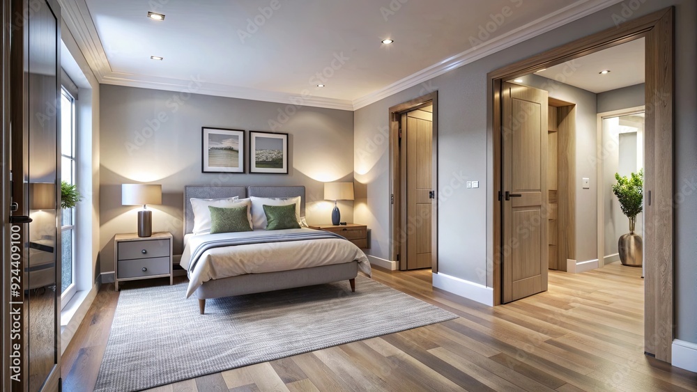 Modern bedroom with a hallway leading to other rooms, modern, bedroom, hallway, interior, design, contemporary, architecture Modern bedroom with a hallway leading to other rooms, modern, bedroom, hallway, interior, design, contemporary, architecture