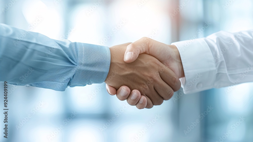 A high-resolution photo of a business handshake in a modern office, clean and professional, A high-resolution photo of a business handshake in a modern office, clean and professional,