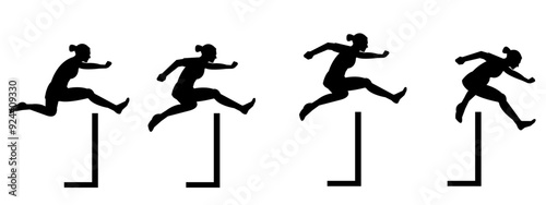 Hurdler silhouette collection set. Vector illustration.