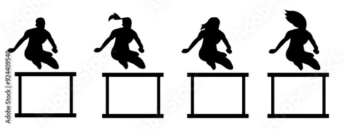 Hurdler silhouette collection set. Vector illustration.