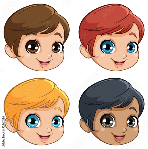 Cute Cartoon Kids' Faces