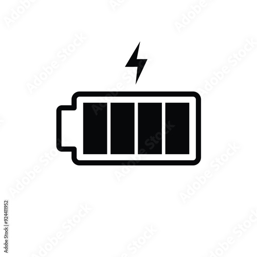 battery charge indicator, full charged battery icon, electric power, outline drawing style