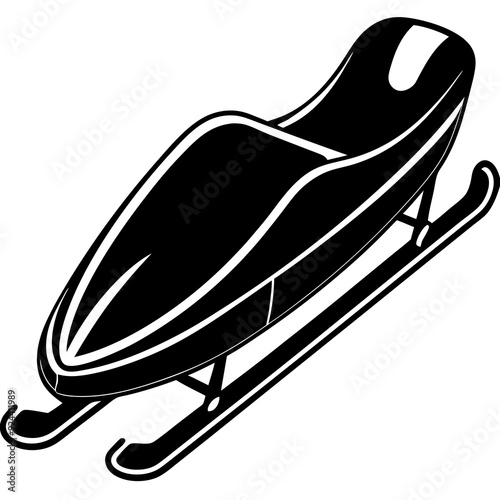 Create an image of Luge sled silhouette with art Vector