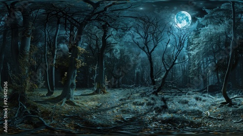 Dark forest panorama fantasy landscape