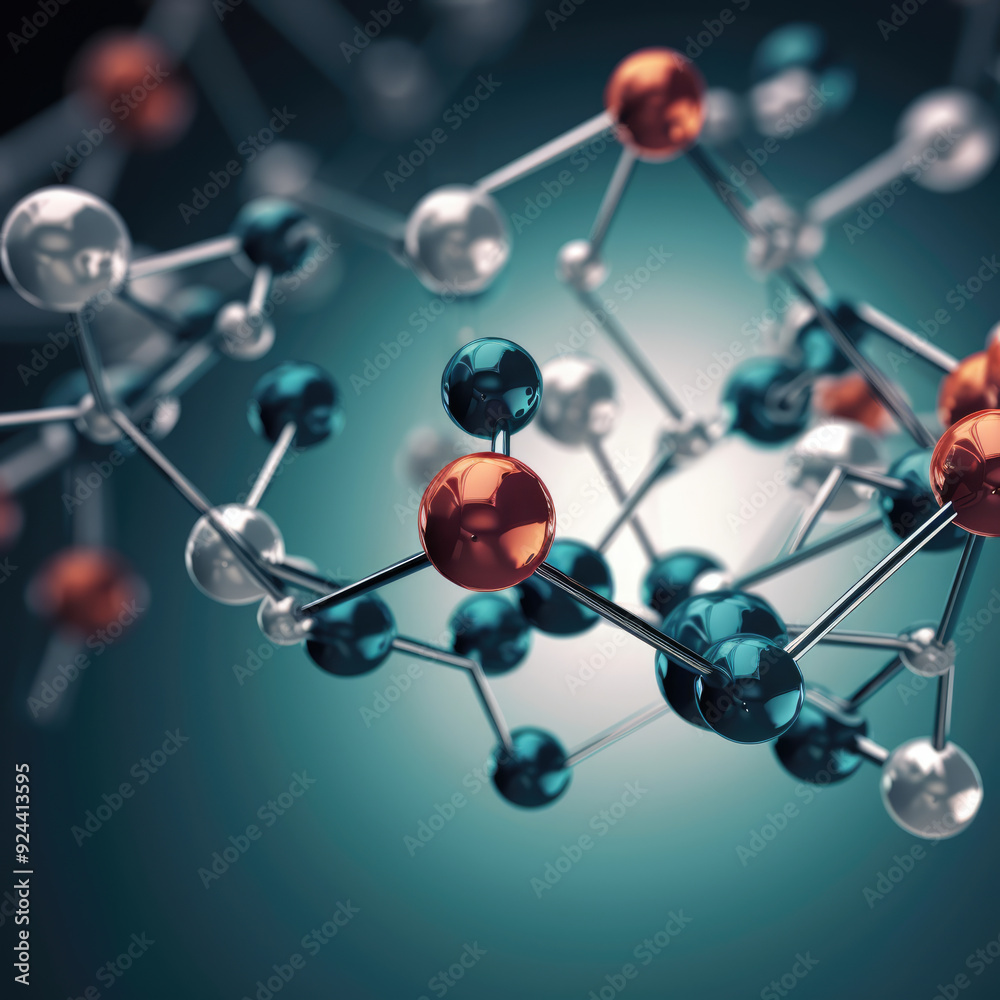 generated illustration close up of molecule model generated illustration close up of molecule model
