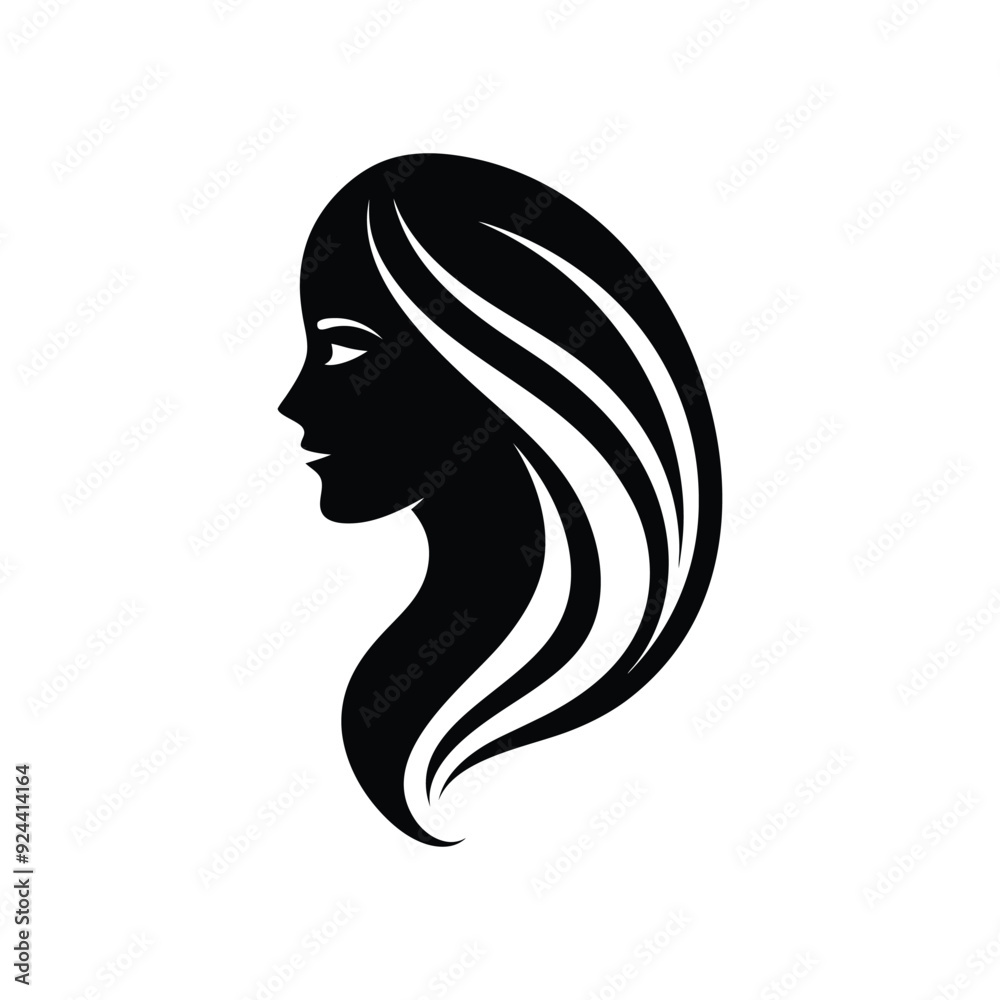 Elegant female beauty care black logo icon isolated on white background Elegant female beauty care black logo icon isolated on white background