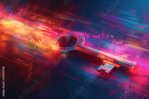 vibrant multicolor background creates an abstract and captivating setting for prominent escape key, evoking a sense of modernity and innovation in technology, while also hinting at limitless possibil photo