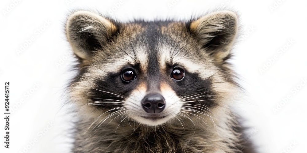 Obraz premium Adorable raccoon with fluffy fur and bandit-like markings, raccoon, cute, fluffy, bandit, markings, woodland, animal, adorable