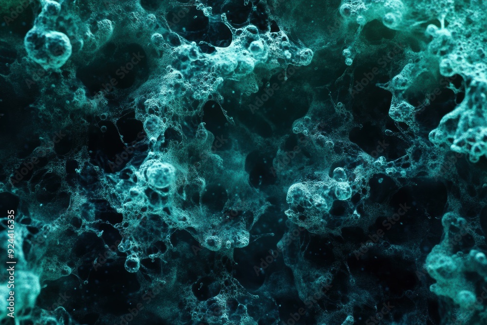 Plankton float in a dense, algae-filled sea, with their role in the carbon cycle visualized through rich, layered textures. Plankton float in a dense, algae-filled sea, with their role in the carbon cycle visualized through rich, layered textures.