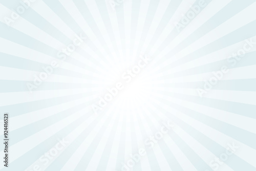 Blue sun ray vector background. Radial beam sunrise or sunset light retro design illustration. Marian blue sunburst glowing background.