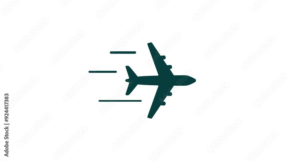 plane flying animation 2d alpha channel background.Great for travel,fly,vacations,aviation,transport,agency,flight, tourism.