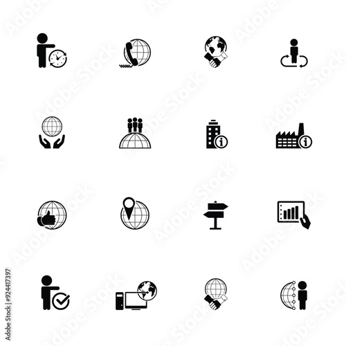 Universal business management and human resources icon set. Universal icons for web and mobile. Vector.	