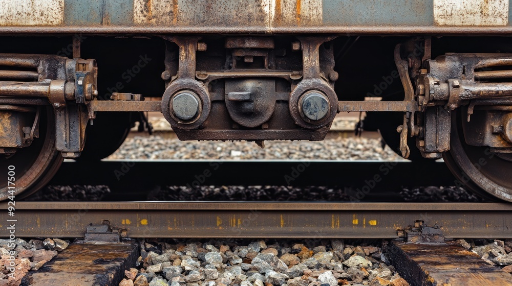 Close-up of Train Tracks and Wheels Close-up of Train Tracks and Wheels