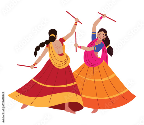 indian women celebrating navratri festival