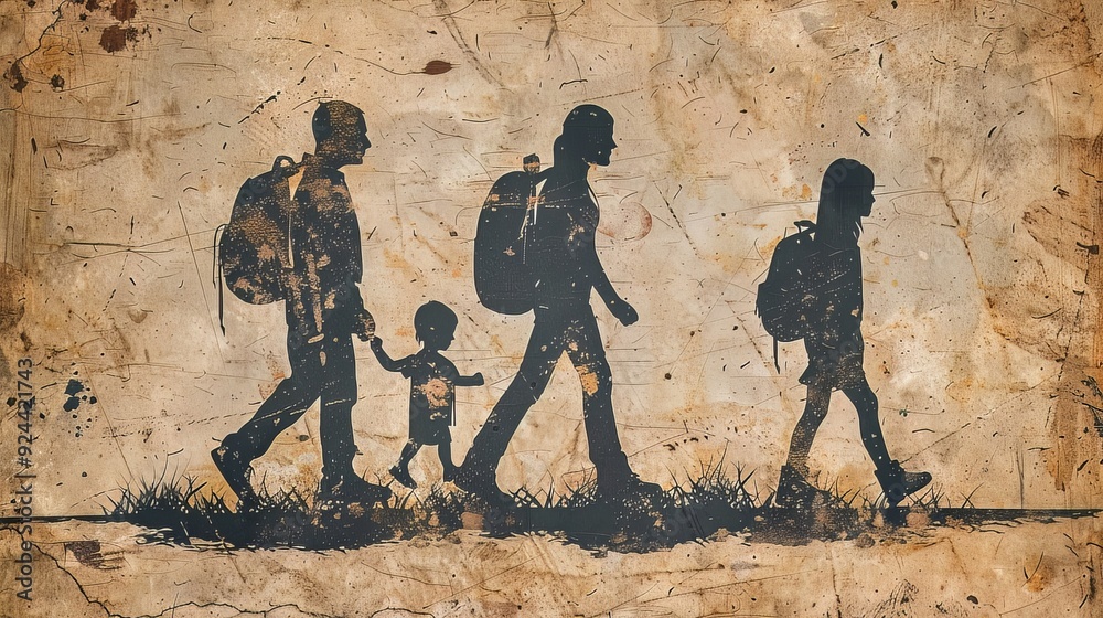 Fototapeta premium Mother boy student walk school