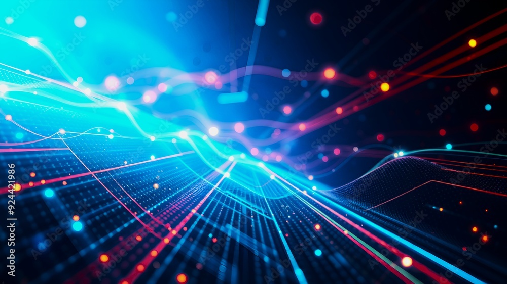 Obraz premium Technology Network Background. Modern technology circuit board texture background design. Digital wallpaper. 