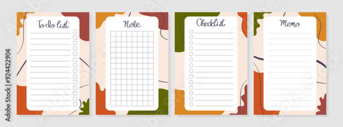 Autumn set of To do list, Note, Nemo, Checklist. Template for agenda, planners, checklists, notebooks, cards and other personal organizer. Layout in A4, A5, A6.