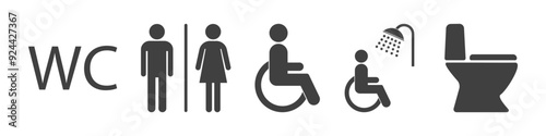 WC icon set on white background