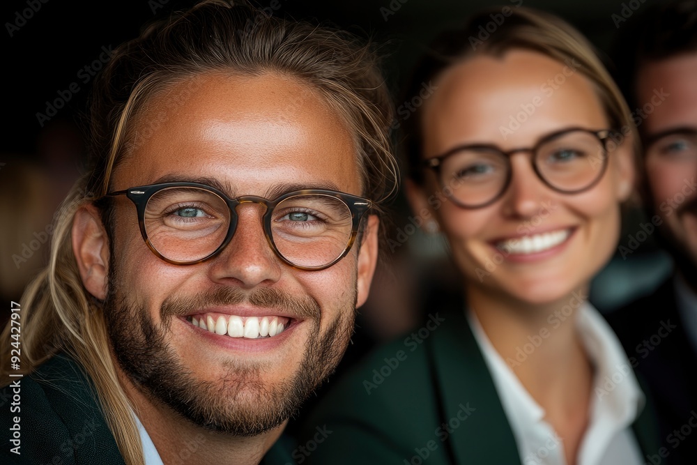 Smiling Businesspeople In An Office, Teamwork And Collaboration In Full Swing Smiling Businesspeople In An Office, Teamwork And Collaboration In Full Swing