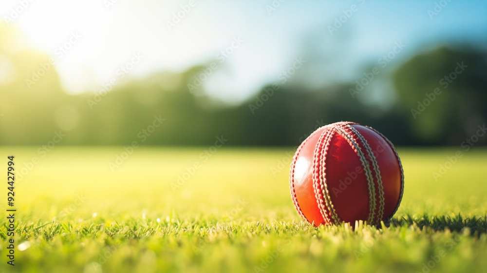 Cricket ball isolated on green field background Cricket ball isolated on green field background