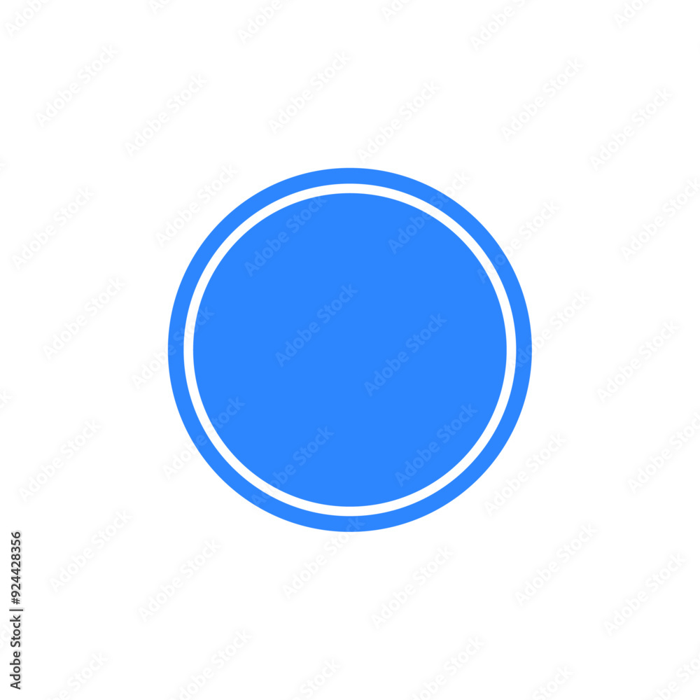 blue circle button shape vector with outline blue circle button shape vector with outline
