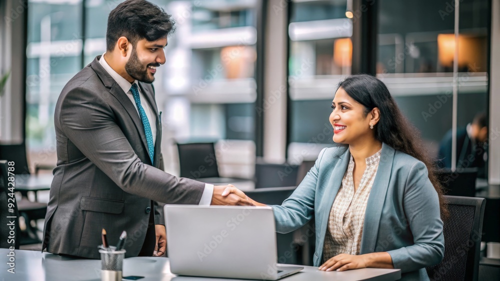Indian HR staff assisting a new employee during the onboarding process.
Indian HR staff assisting a new employee during the onboarding process.