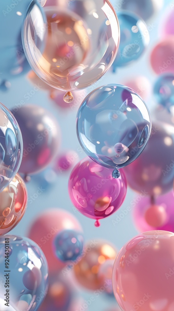 Digital pastel color bubble scene poster background Digital pastel color bubble scene poster background