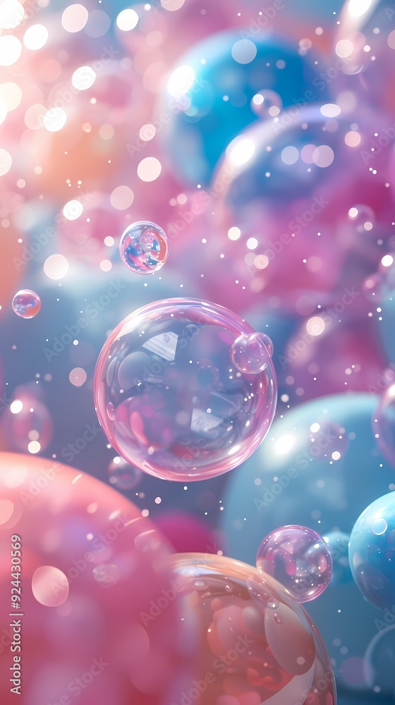 Digital pastel color bubble scene poster background Digital pastel color bubble scene poster background