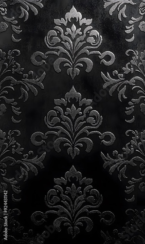 Black and White Embossed Damask Pattern