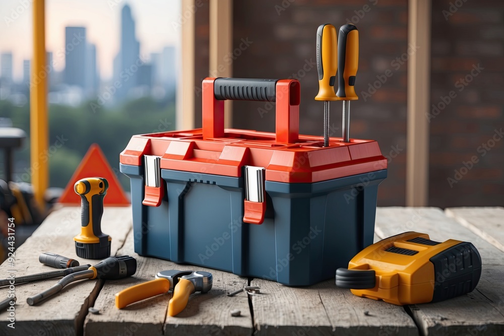 Fototapeta premium 3D Toolbox Icon for Construction Site