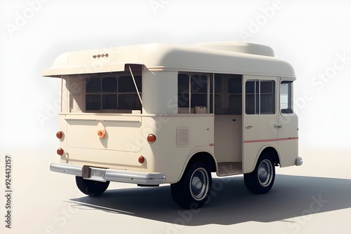 digital illustration of a fictional, unbranded, custom, vintage, antique, ice cream, truck, dessert, food truck, vehicle, retro, design, pastel, wheels, cone, sprinkles, nostalgia, car