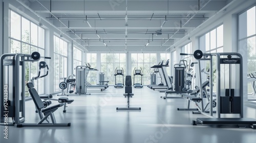 Modern Gym Interior with Exercise Equipment