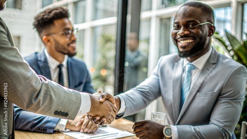 close up african american businessman shaking hand.