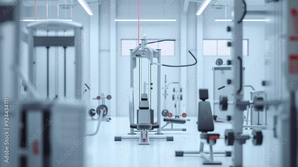Fototapeta premium Modern Gym Interior With Weight Machines