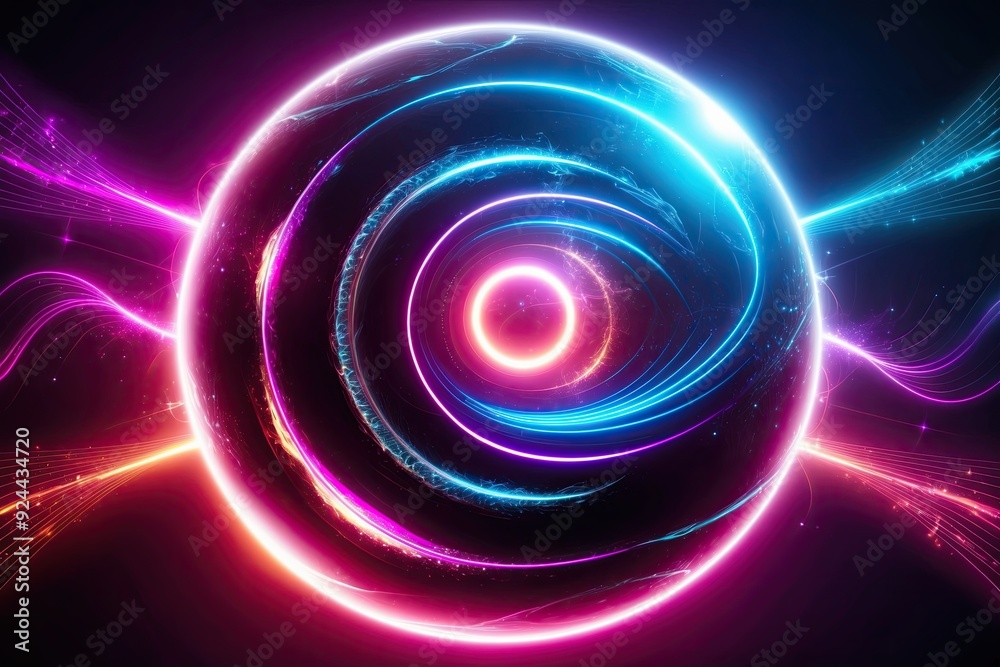 Futuristic Abstract Neon Energy Ball with Glowing Magical Waves and Vibrant Patterns Futuristic Abstract Neon Energy Ball with Glowing Magical Waves and Vibrant Patterns