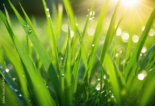 vibrant close lush green grass blades showcasing natural textures rich colors fresh outdoor setting, nature, detail, foliage, garden, landscape, flora, plants